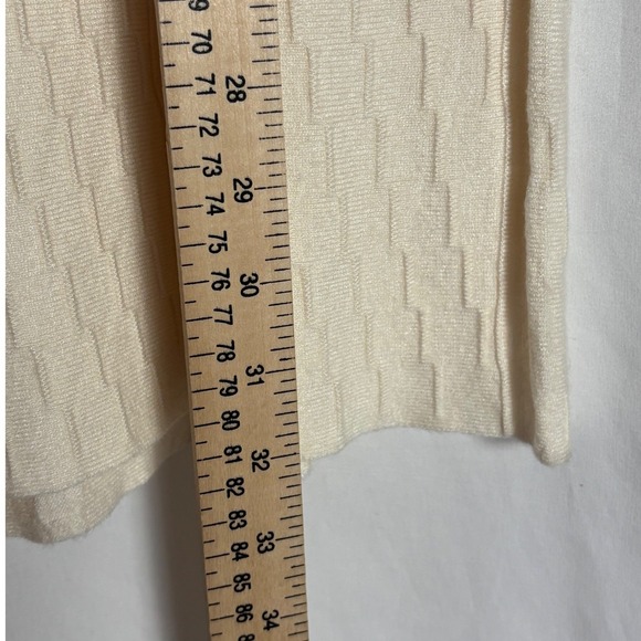 Cyrus Womens Ivory Knit Midi Skirt Textured A-Line Cream Career SirenSize M - Picture 4 of 8